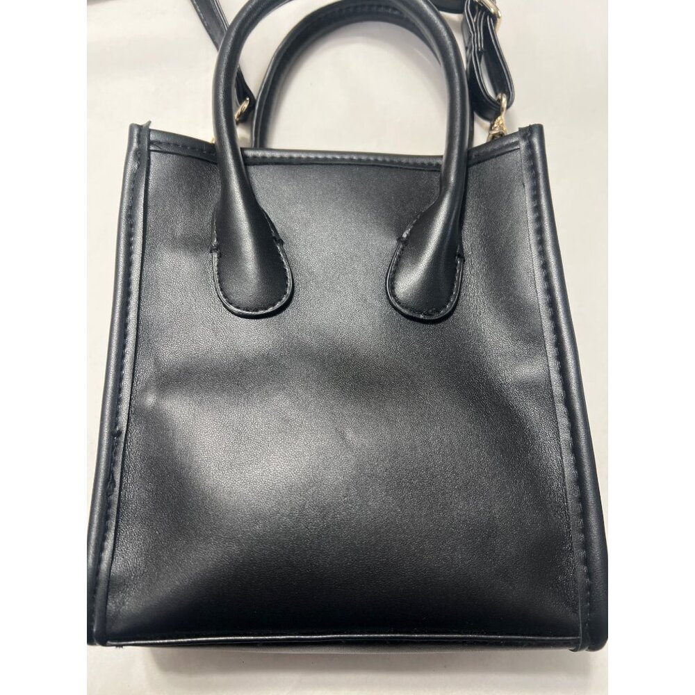 Micro Black Faux Leather Tote & Las Vegas Crossbody Bag Travel Set - Picture 2 of 9
